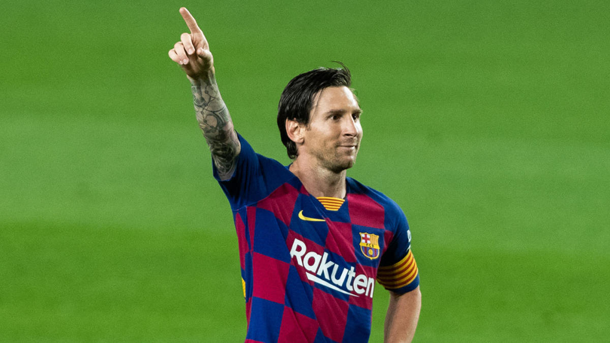 BARCELONA, SPAIN - JUNE 16: Leo Messi of FC Barcelona celebrates a goal during the spanish league, LaLiga, football match played between FC Barcelona and CD Leganes at Camp Nou Stadium on June 16, 2020 in Barcelona, Spain. The Spanish La Liga is restarting following its break caused by the coronavirus Covid-19 pandemic. (Photo by Marc Gonzalez Aloma / AFP7 / Europa Press Sports via Getty Images)